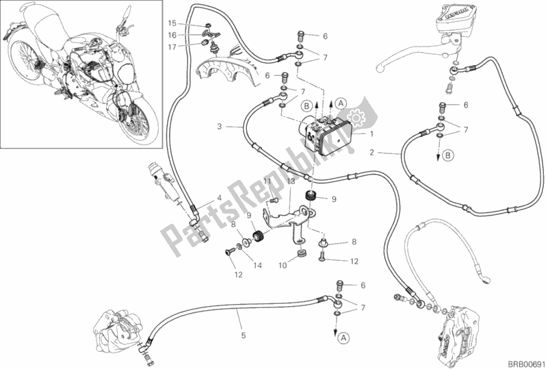 Todas as partes de Abs Do Sistema De Travagem do Ducati Diavel 1260 Thailand 2020